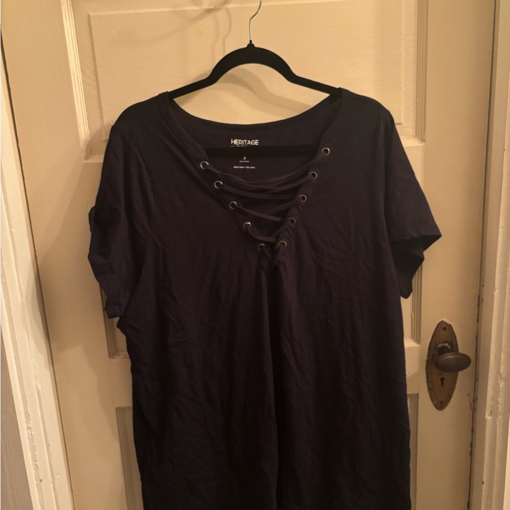 Heritage Black Eyelet Short Sleeve Top